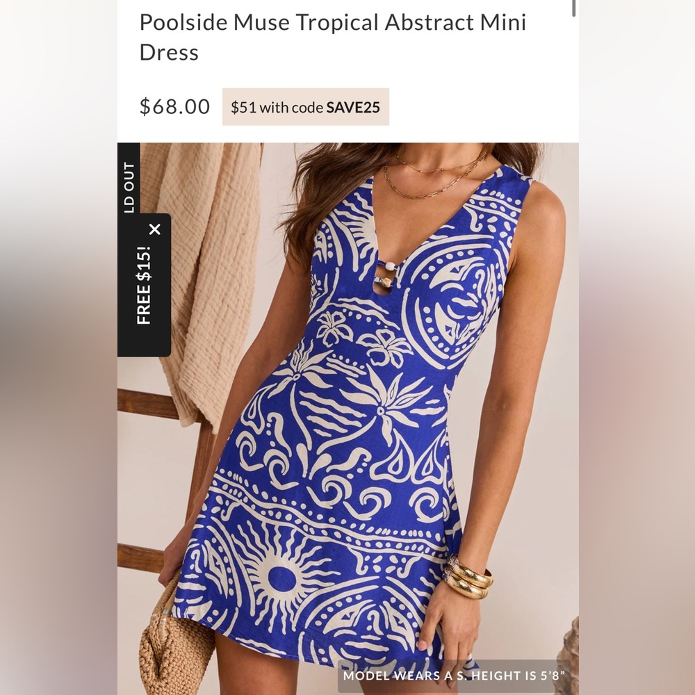 Vici Tropical Blue and White Mini Dress